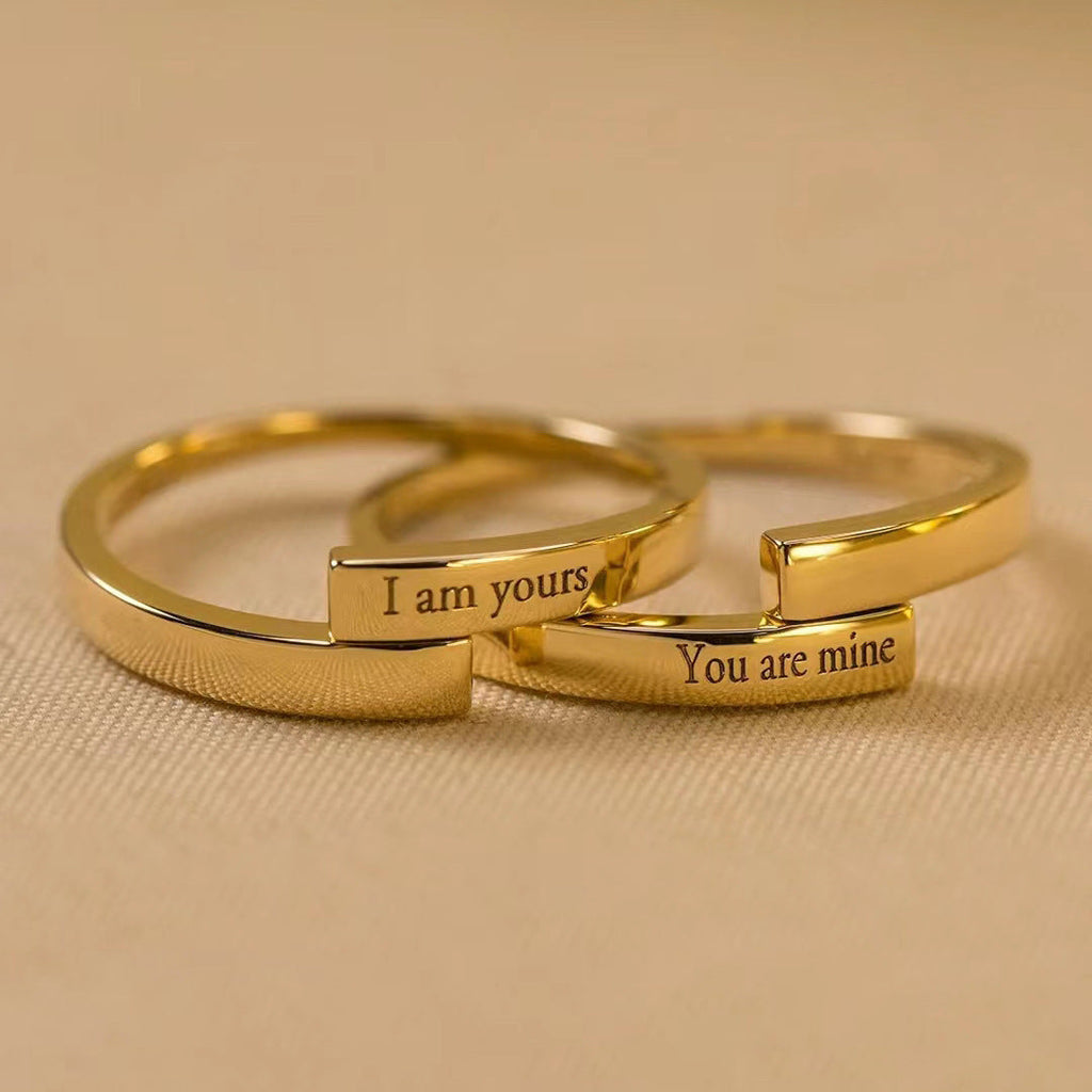 Adjustable "I Am Yours & You Are Mine" Couple's Ring Set