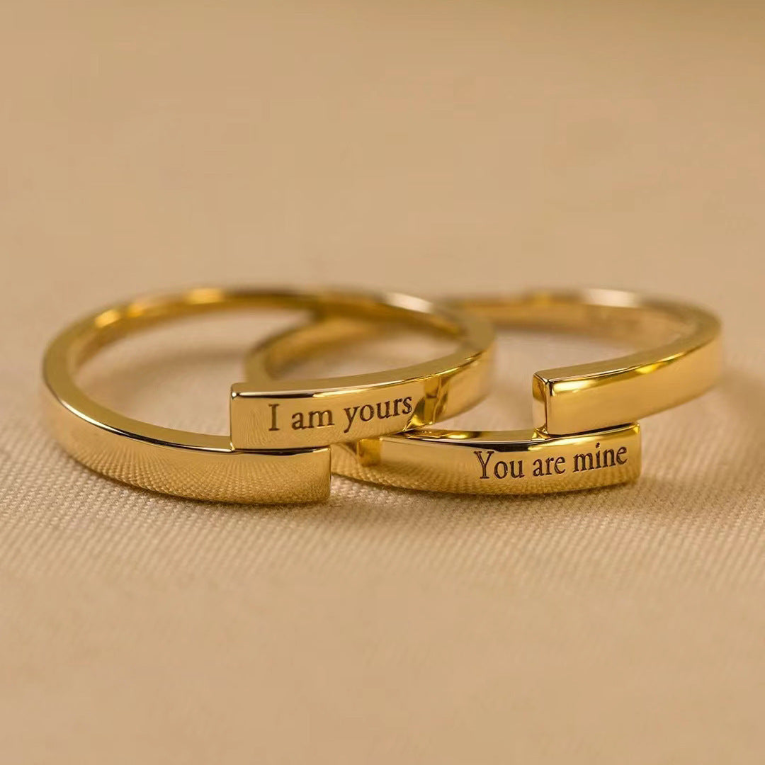 Adjustable "I Am Yours & You Are Mine" Couple's Ring Set