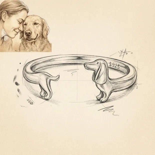 Dachshund Wrap Ring