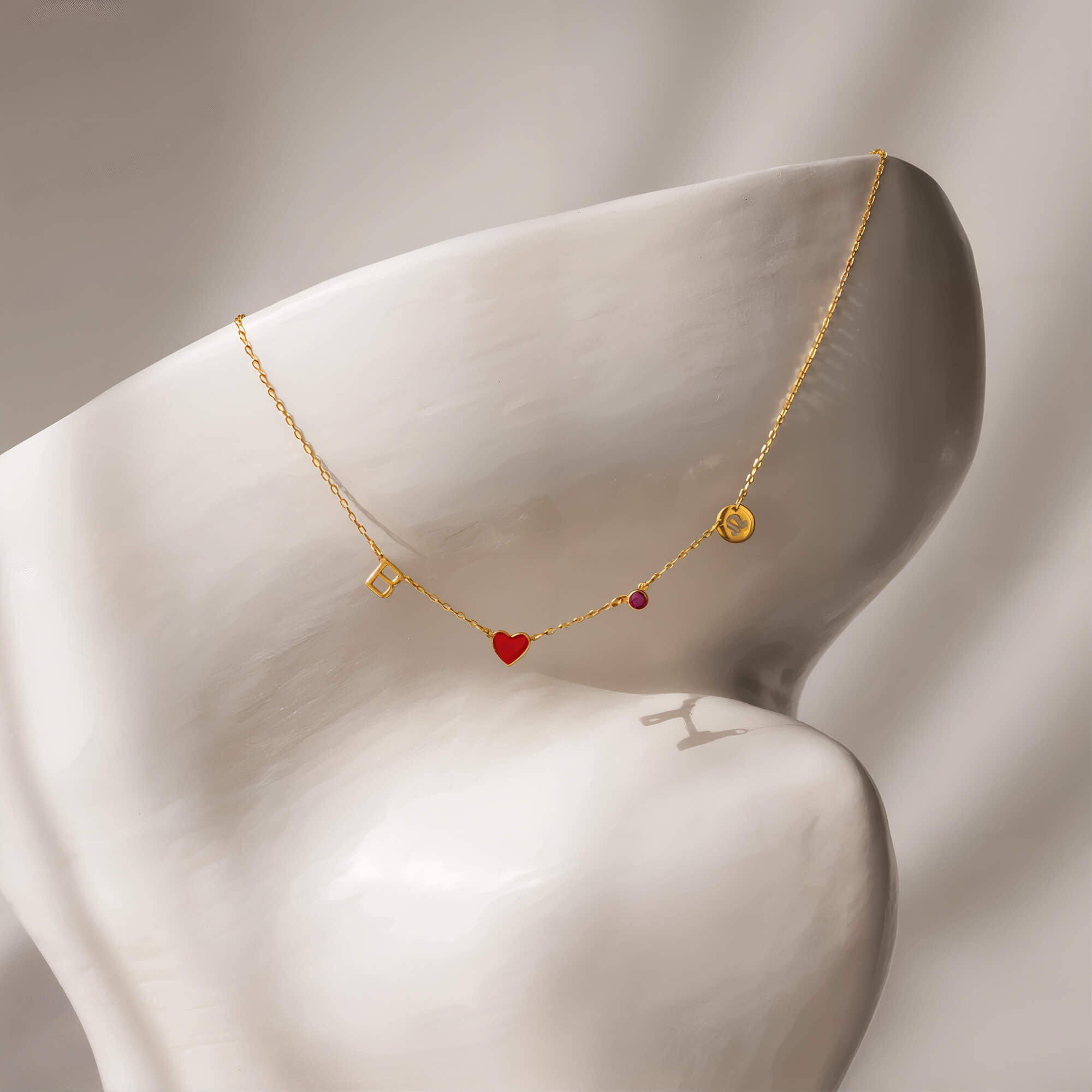 INITIAL HEART NECKLACE - BIRTHSTONE & ZODIAC