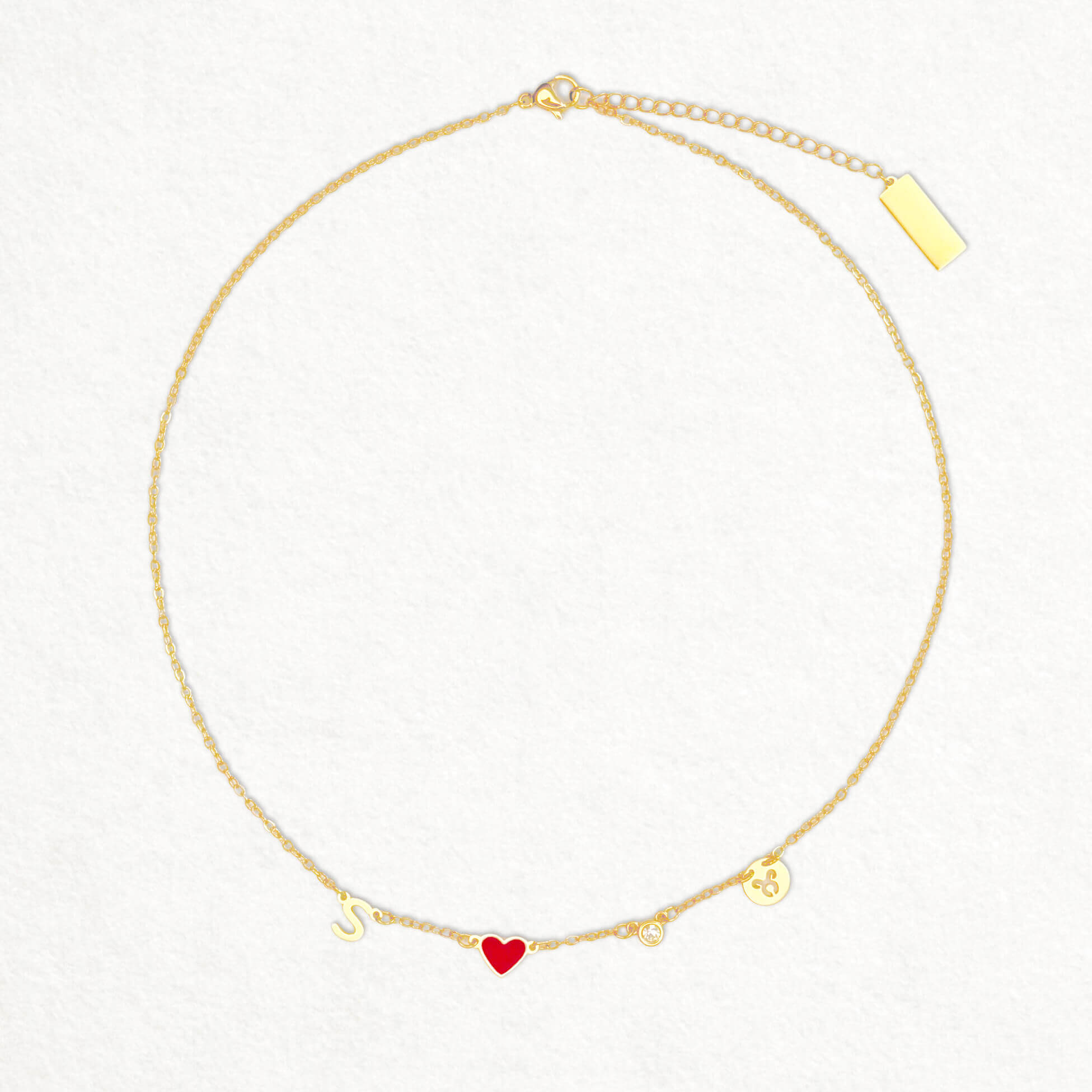 INITIAL HEART NECKLACE - BIRTHSTONE & ZODIAC